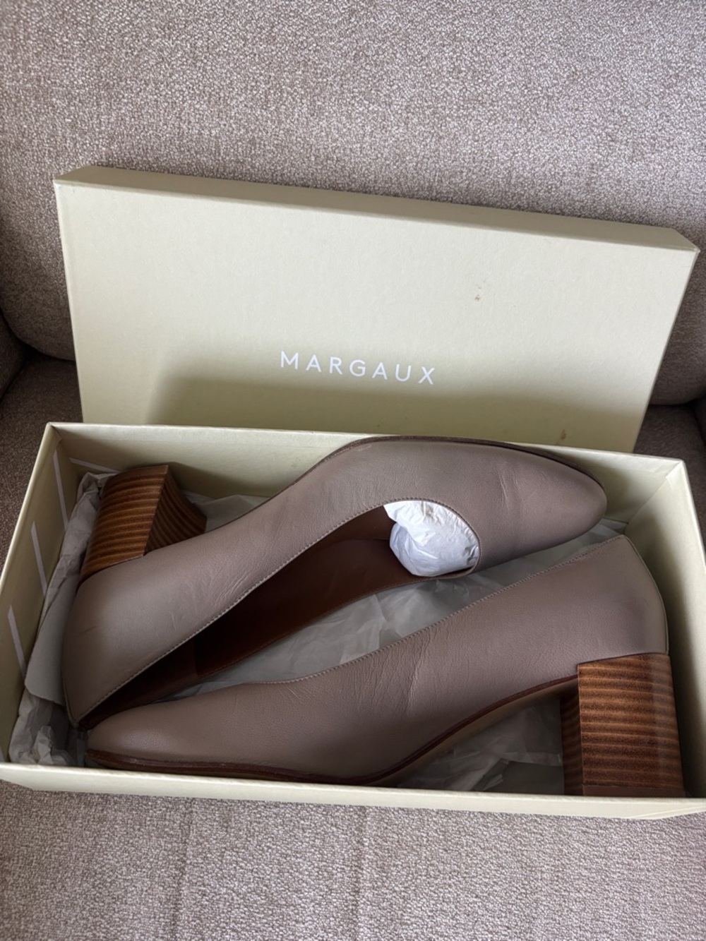 Margaux Round Toe Block Heel in Gray